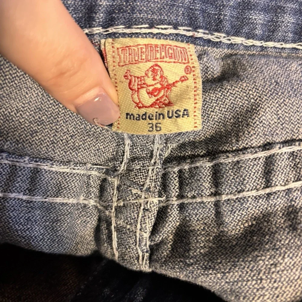 True Religion Joey Super T Row Seat Jeans Mens 36x29 Made USA World Tour Flap